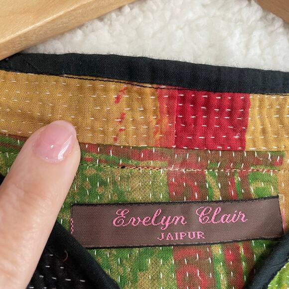 Evelyn Clair Jaipur Reversible Kantha Jacket Coat 1 of a kind Handmade Boho - Picture 9 of 14